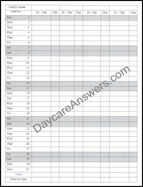 daycare attendance record