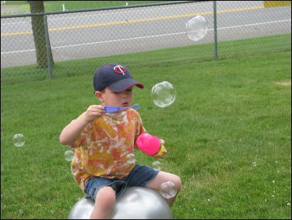 blowing bubbles